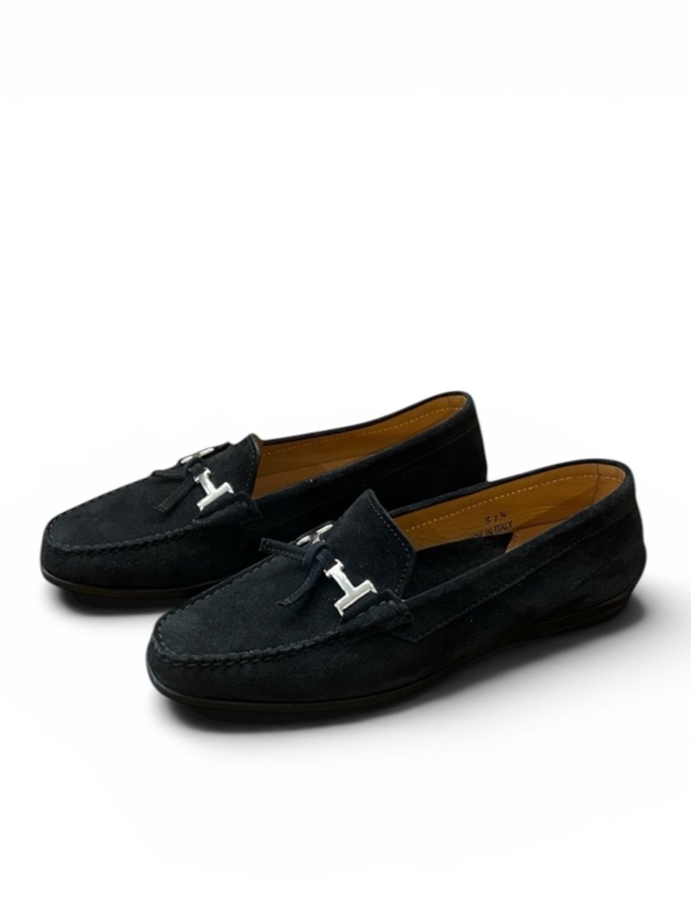 Diane B. Tid Bit Italian Black Suede Loafers Size 37 1/2 US Size 7.5